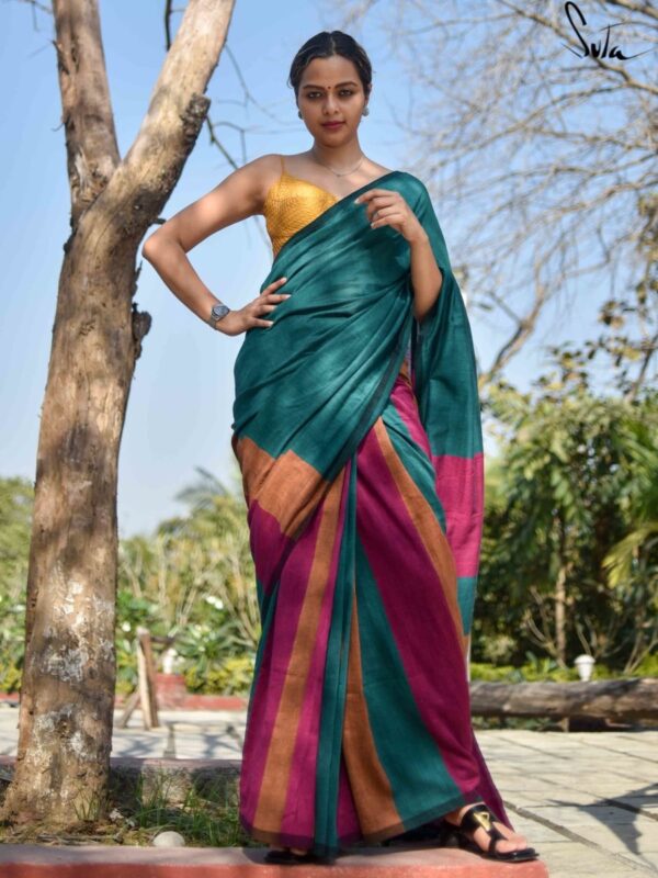 Handloom Cotton Saree with blouse piece - Image 2
