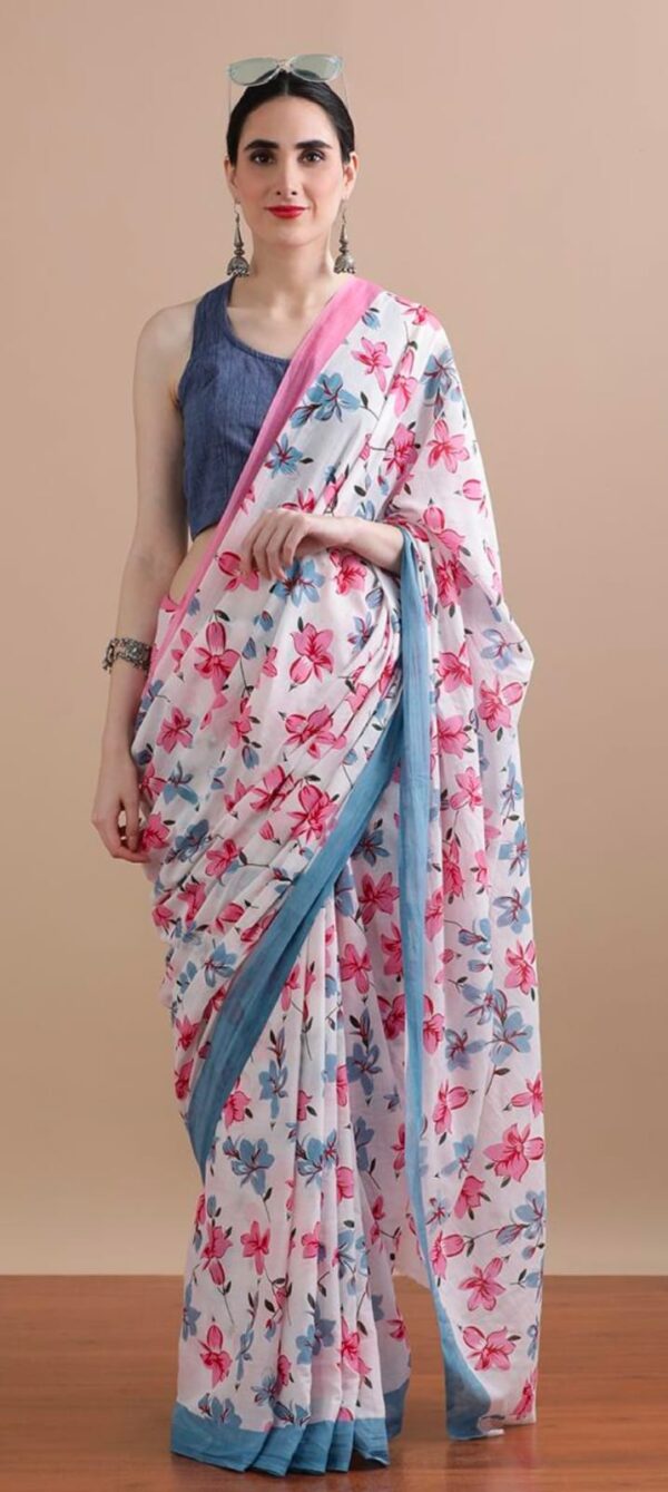 Cotton Mulmul Saree with Blouse Piece