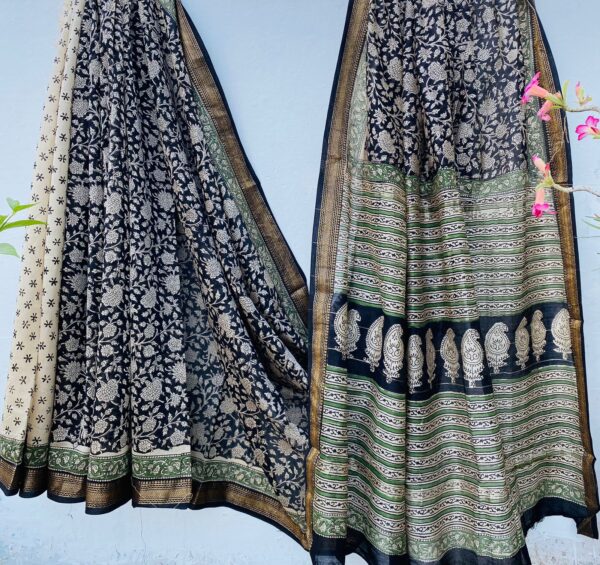 Elegant Maheshwari silk saree with blouse piece