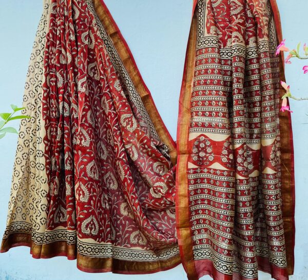 Elegant Maheshwari silk saree with blouse piece
