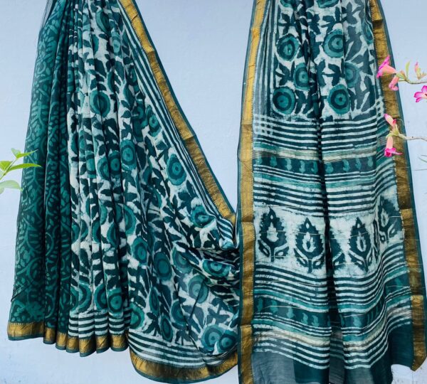 Elegant Maheshwari silk saree with blouse piece