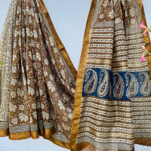 Elegant Maheshwari silk saree with blouse piece