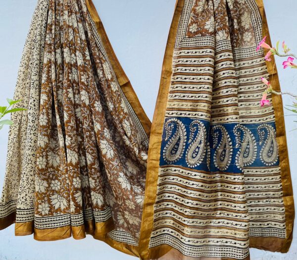 Elegant Maheshwari silk saree with blouse piece