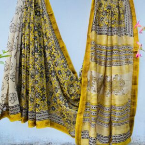 Elegant Maheshwari silk saree with blouse piece