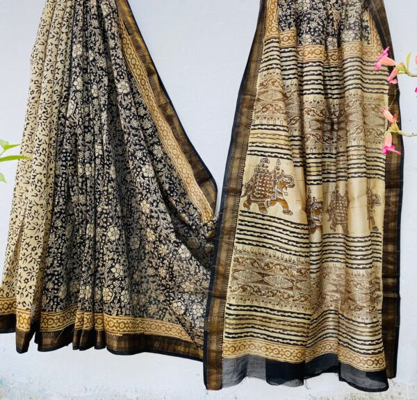 Elegant Maheshwari silk saree with blouse piece - Image 2