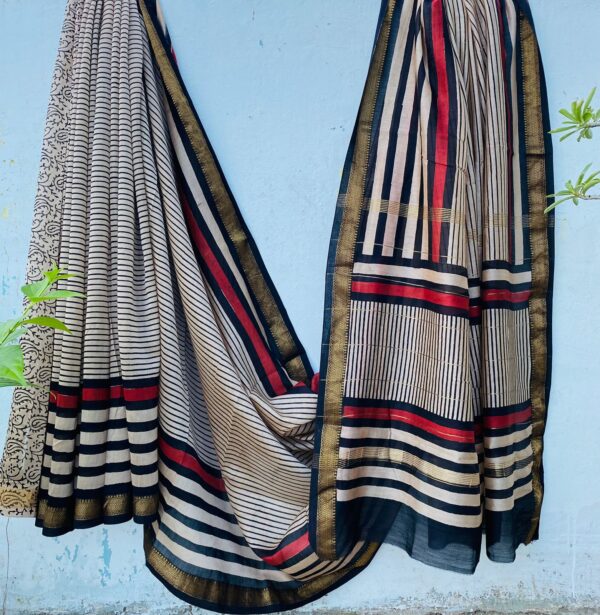 Elegant Maheshwari silk saree with blouse piece