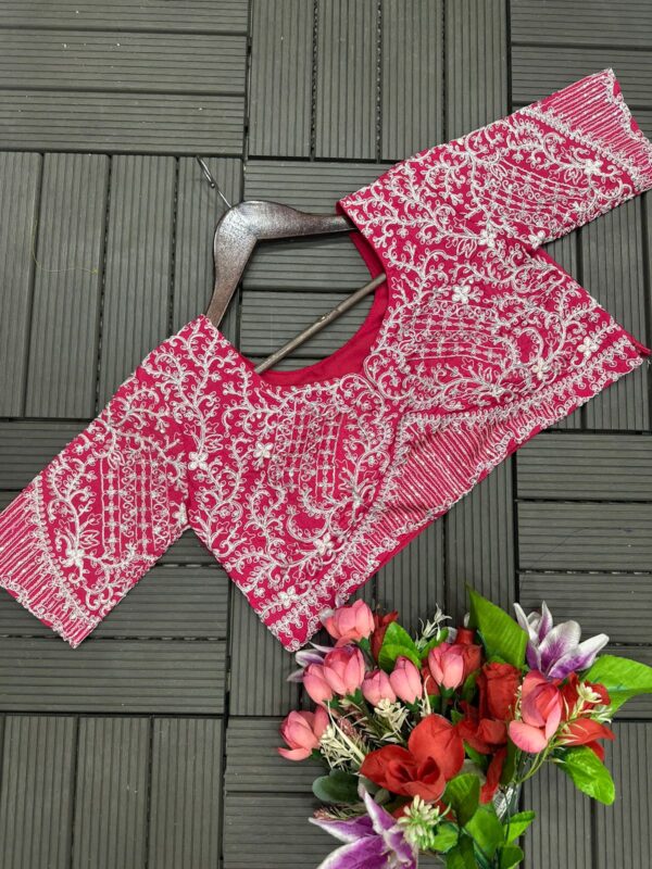 Embroidery cording work with Embroidery Blouse - Ready to wear Chinon Saree - Image 5