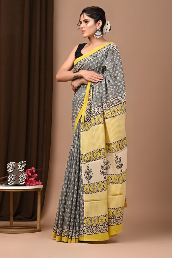 Hand block print Cotton Mulmul Sarees