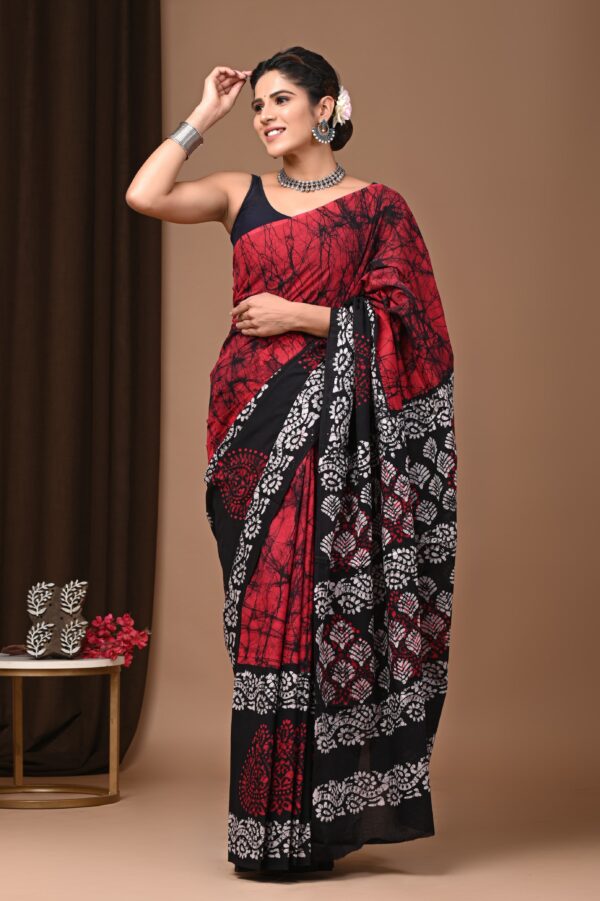 Hand block print Cotton Mulmul Sarees