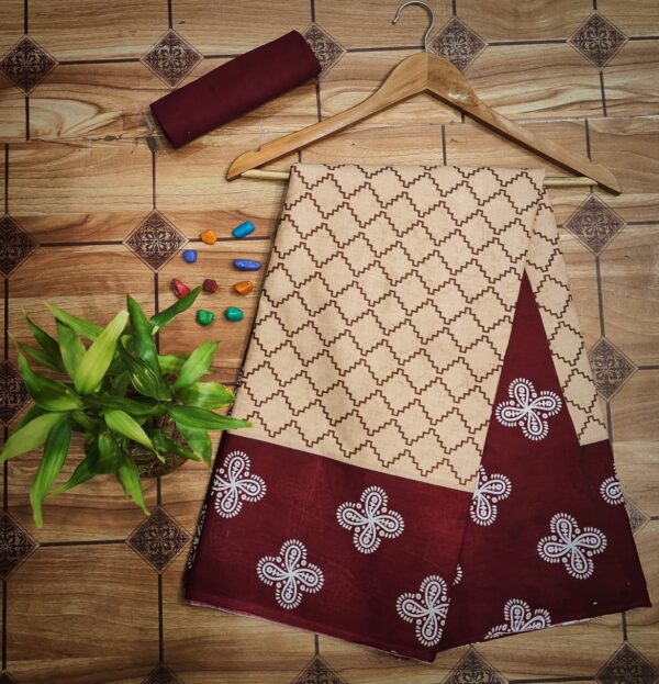 Cotton Mulmul Saree with blouse piece