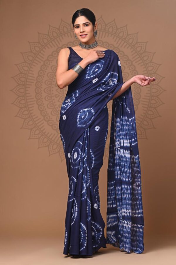 Soft Mulmul Cotton Sarees with blouse piece - Image 2
