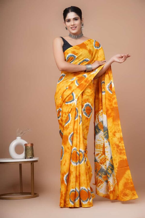Soft Mulmul Cotton Sarees with blouse piece - Image 3