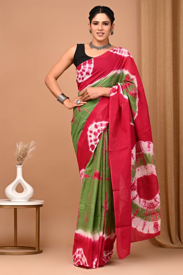 Soft Mulmul Cotton Sarees with blouse piece - Image 7