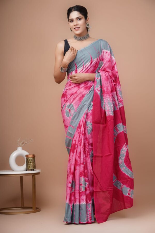Soft Mulmul Cotton Sarees with blouse piece - Image 9