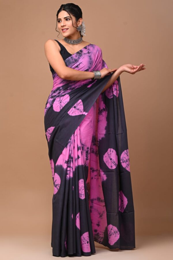 Soft Mulmul Cotton Sarees with blouse piece - Image 5