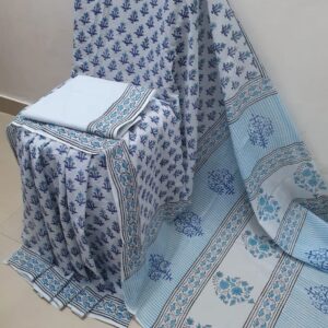 Beautiful Hand Block Print Cotton Mulmul Saree