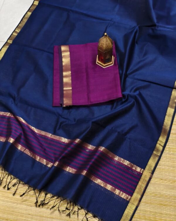 Handloom Maheshwari Kota Check Sarees with Contrast Blouse Piece - Image 18