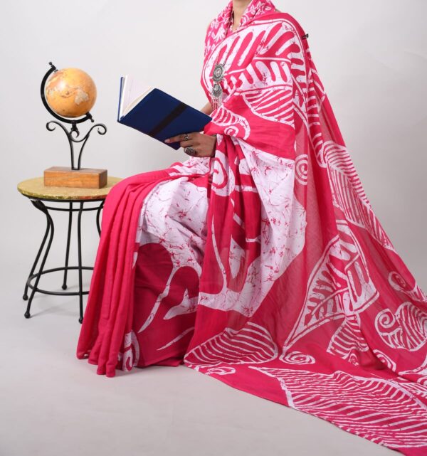 New Hand Block Mulmul Cotton Saree with Blouse Piece