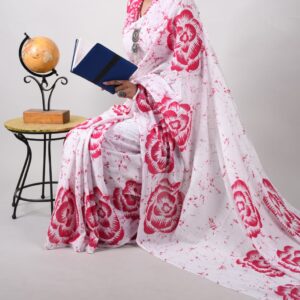 New Hand Block Mulmul Cotton Saree with Blouse Piece