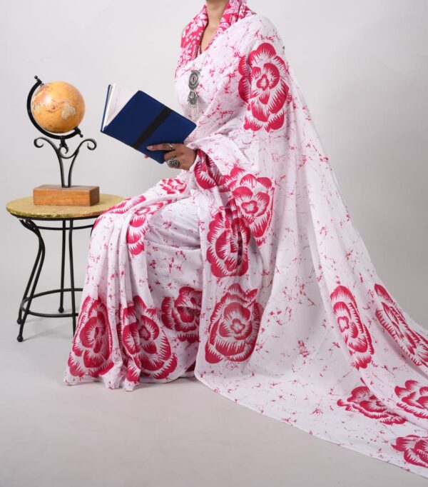 New Hand Block Mulmul Cotton Saree with Blouse Piece