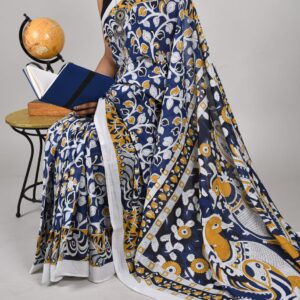 New Hand Block Mulmul Cotton Saree with Blouse Piece