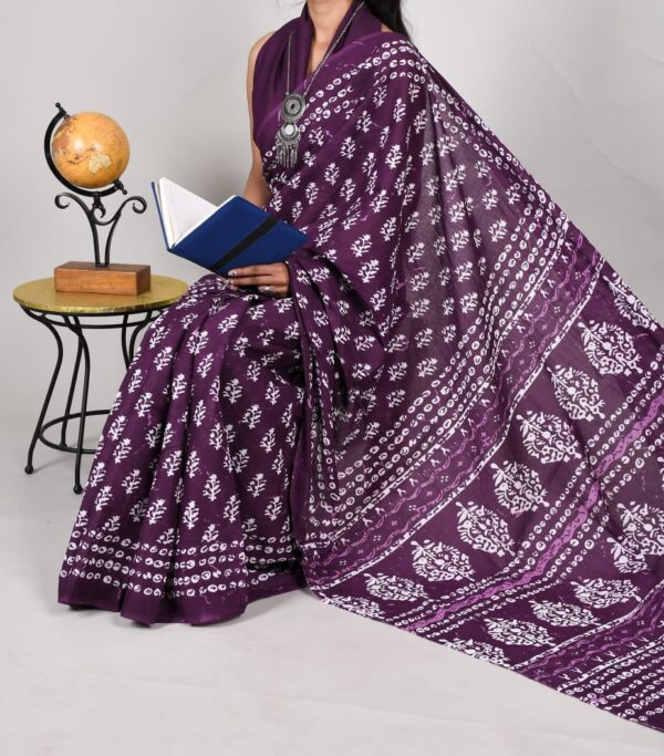 New Hand Block Mulmul Cotton Saree with Blouse Piece