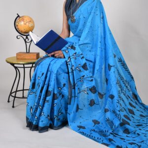 New Hand Block Mulmul Cotton Saree with Blouse Piece