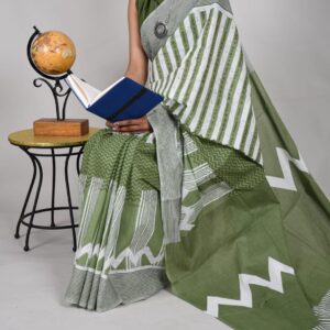 New Hand Block Mulmul Cotton Saree with Blouse Piece