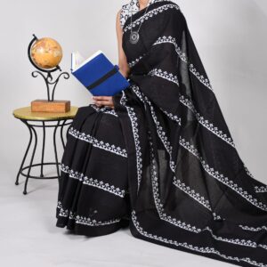 New Hand Block Mulmul Cotton Sarees with Blouse piece