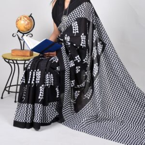 New Hand Block Mulmul Cotton Sarees with Blouse piece