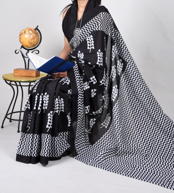 New Hand Block Mulmul Cotton Sarees with Blouse piece
