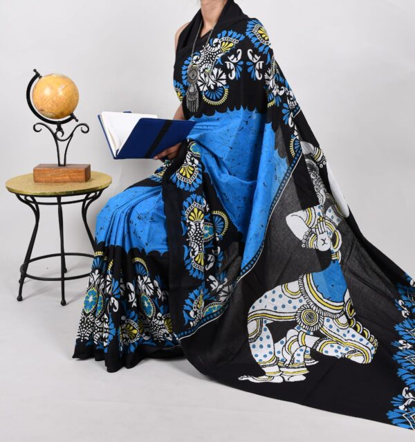New Hand Block Mulmul Cotton Sarees with Blouse piece - Image 2