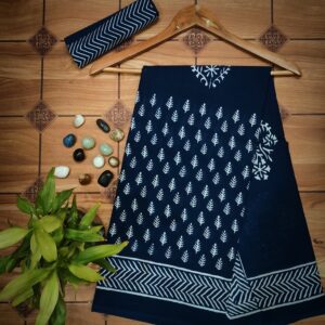 New Hand Block Mulmul Cotton Saree with Blouse Piece
