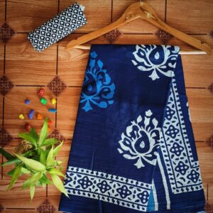 New Hand Block Mulmul Cotton Saree with Blouse Piece