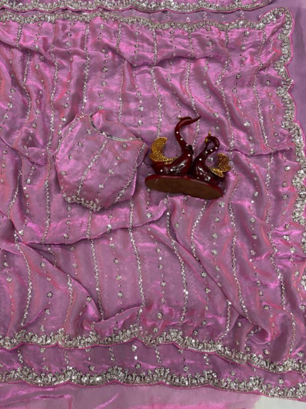 New Stunning Soft Space Silk Sarees with Blouse pieces - Image 2