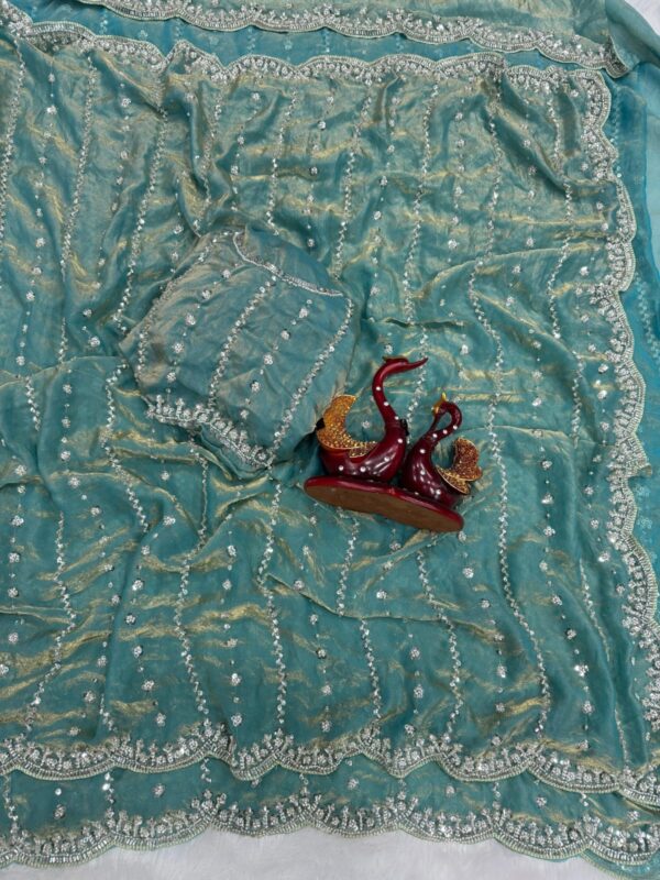 New Stunning Soft Space Silk Sarees with Blouse pieces - Image 7