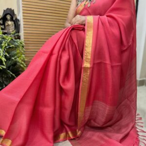 Stunning Zari Border Kota Doriya Silk Sarees with blouse piece