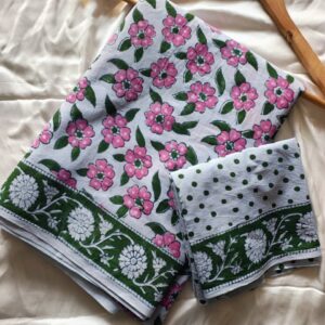 Soft Summer Hand Block Mulmul Cotton Sarees