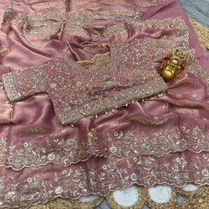 Trending Designer Embroidery Fandy Satin  Saree – New Launch